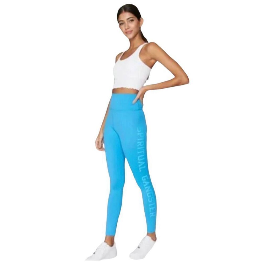 Spiritual Gangster Essential High Waist Legging Side Logo Bright Teal